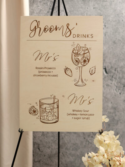 PERSONLIG DRIKKEMENY TIL BRYLLUP